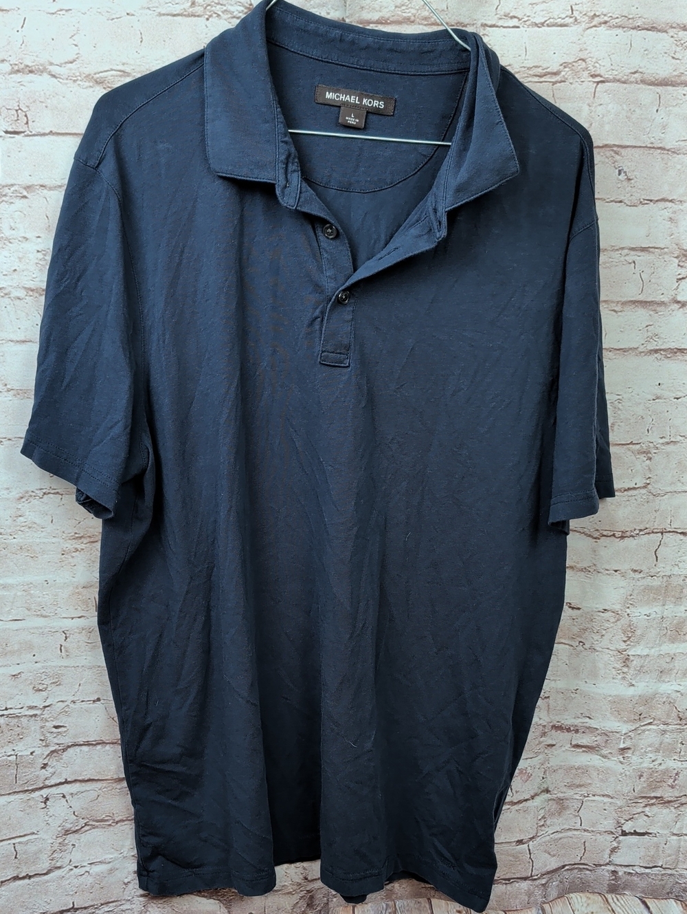 Michael Kors Men's Dark Navy Polo Shirt Large